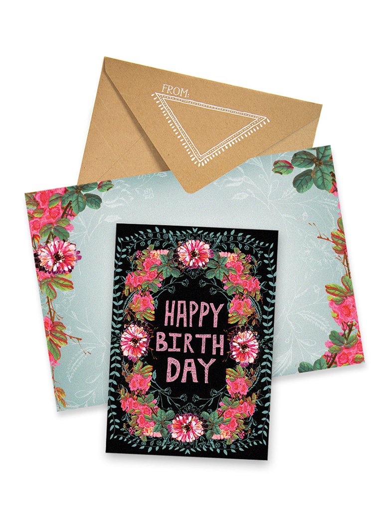 Papaya Card - Happy Birthday Floral